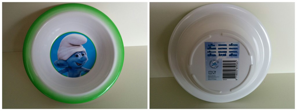 Assiette en plastique avec fond - Schtroumpf