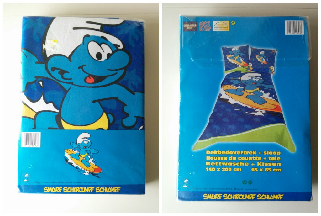 Housse de couette & taie d'oreiller Schtroumpf surfeur