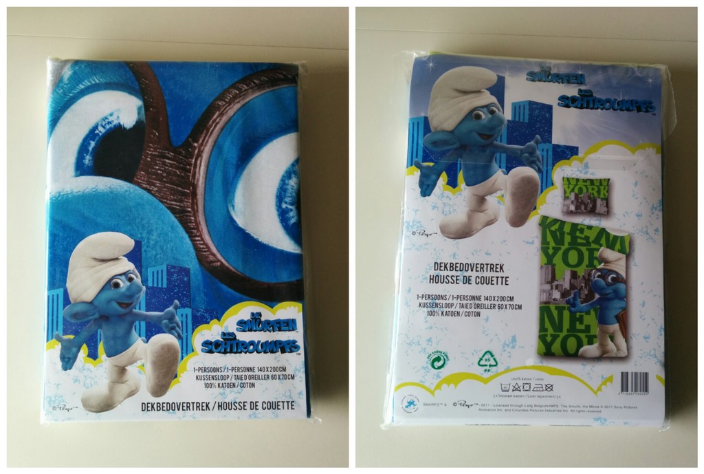 Housse de couette & taie d'oreiller Schtroumpf à Lunettes New-York