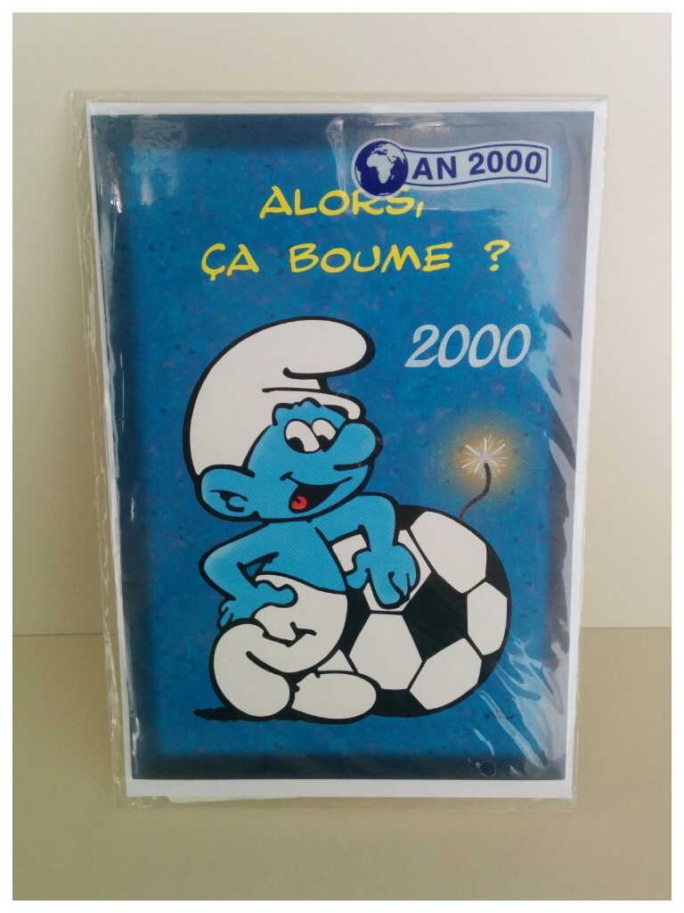 Carte Schtroumpf footballeur & enveloppe