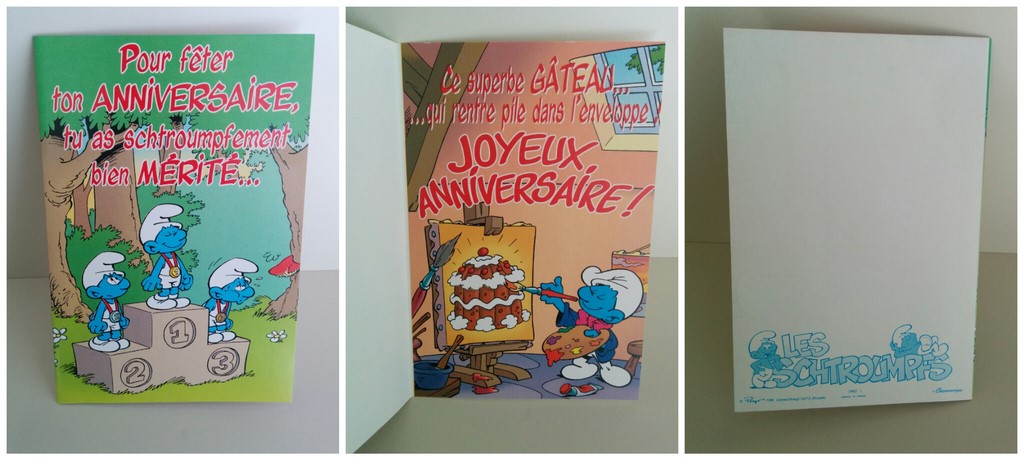 Carte d'anniversaire podium de Schtroumpfs