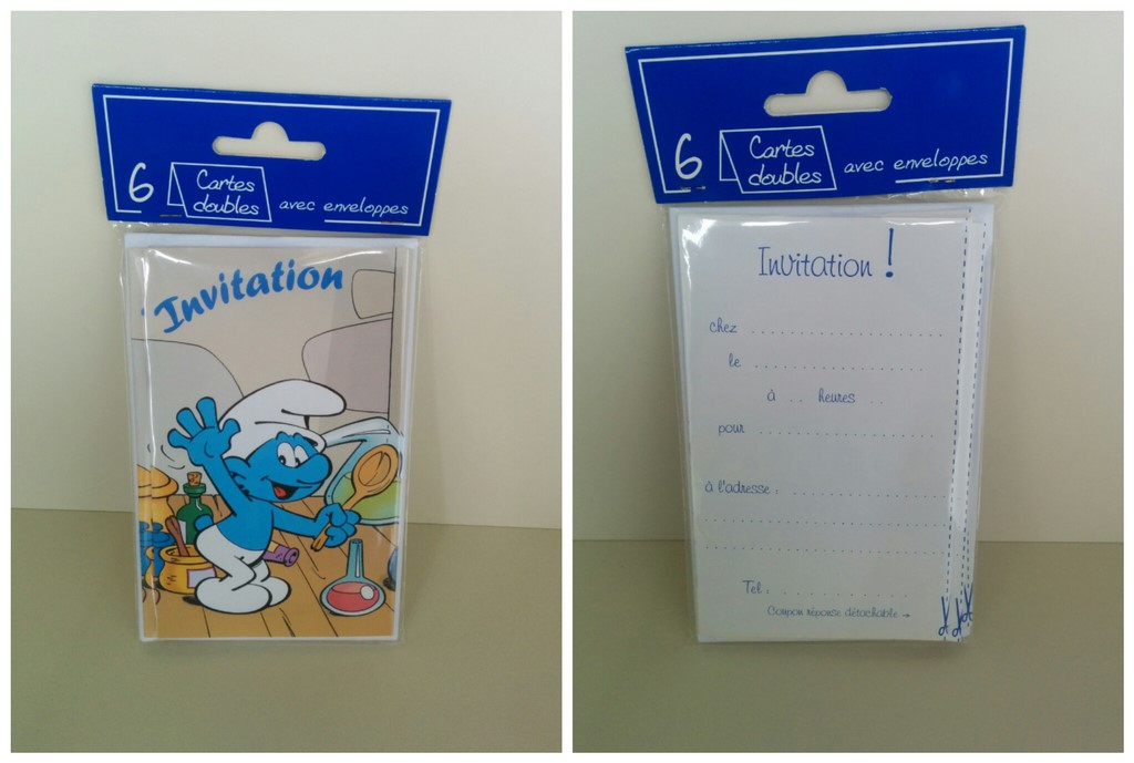 6 cartes d'invitation Apprenti Schtroumpf