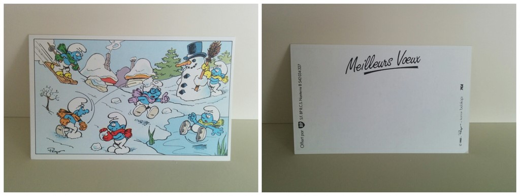 BP - Carte de vœux Schtroumpfs dans la neige