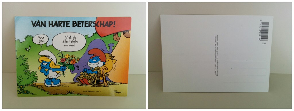 Carte d'anniversaire Schtroumpfs - Néerlandais