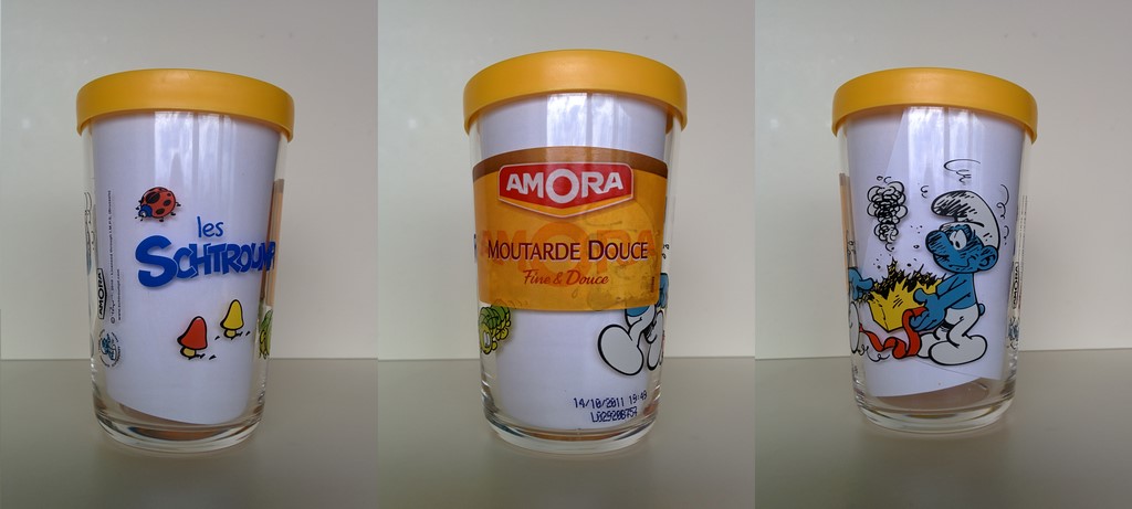 Verre Schtroumpf Farceur + couvercle & étiquette