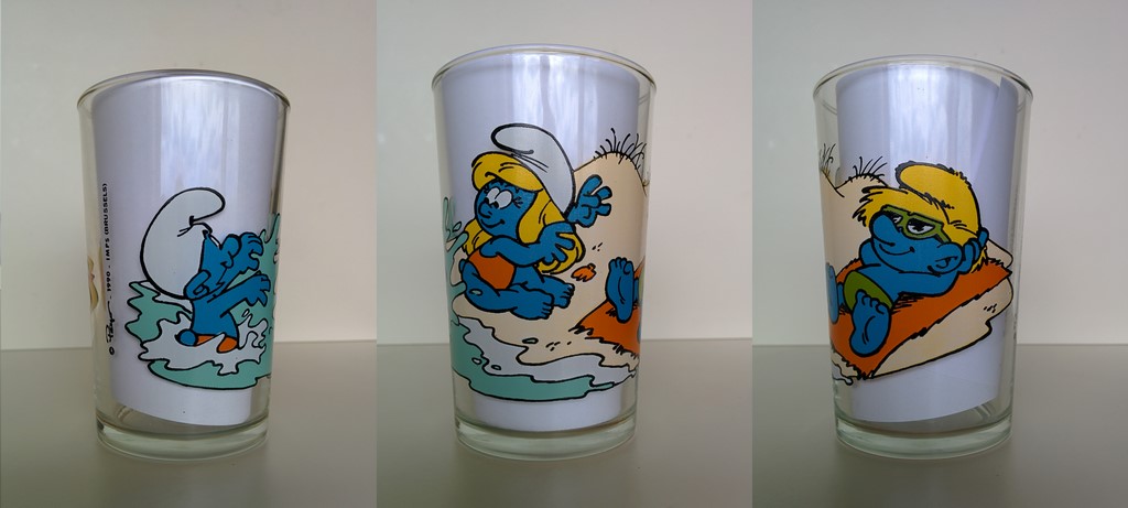 Verre Schtroumpf & Schtroumpfette à la plage