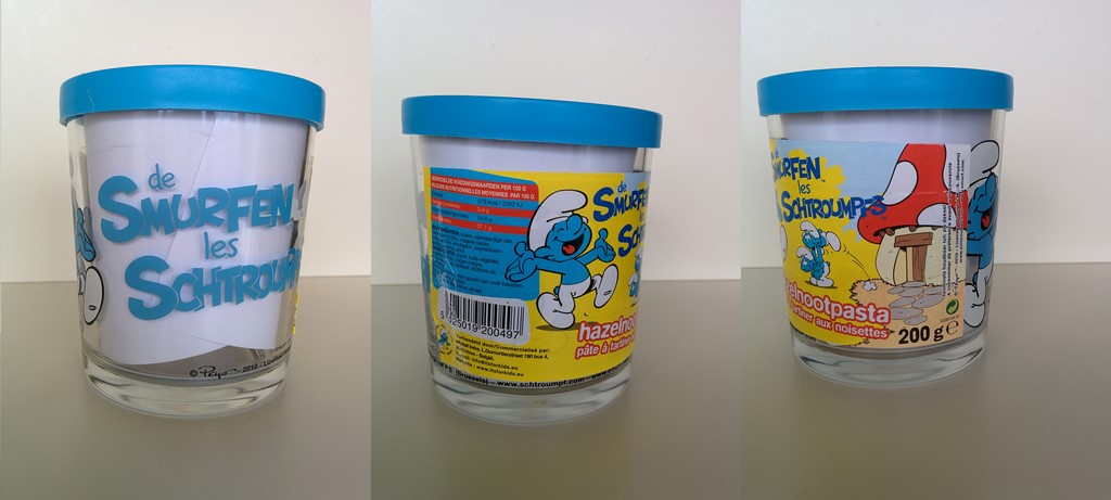 Verre Schtroumpf + couvercle & étiquette