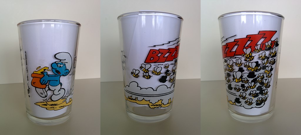 Verre Schtroumpf qui fuit les abeilles
