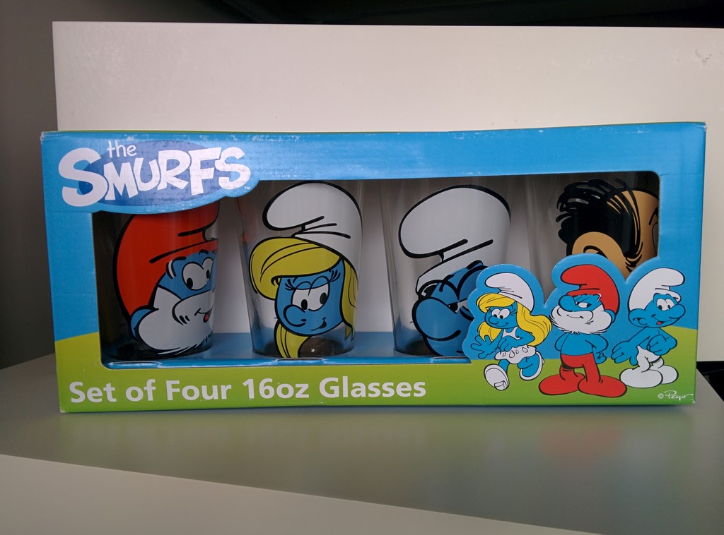 Lot de 4 verres - Grand Schtroumpf, Schtroumpfette, Schtroumpf à Lunettes & Gargamel