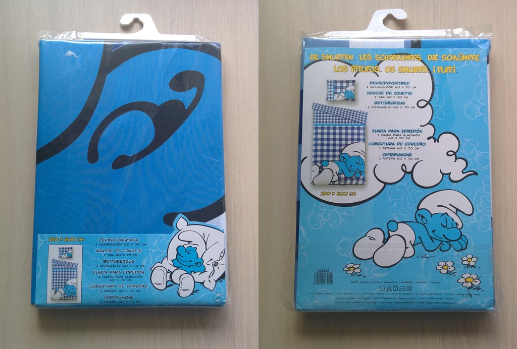 Housse de couette & taie d'oreiller Schtroumpf Paresseux