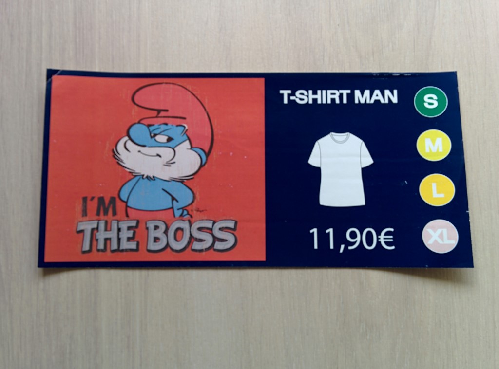 Etiquette de présentoir à tee-shirt Grand Schtroumpf - I'm the boss