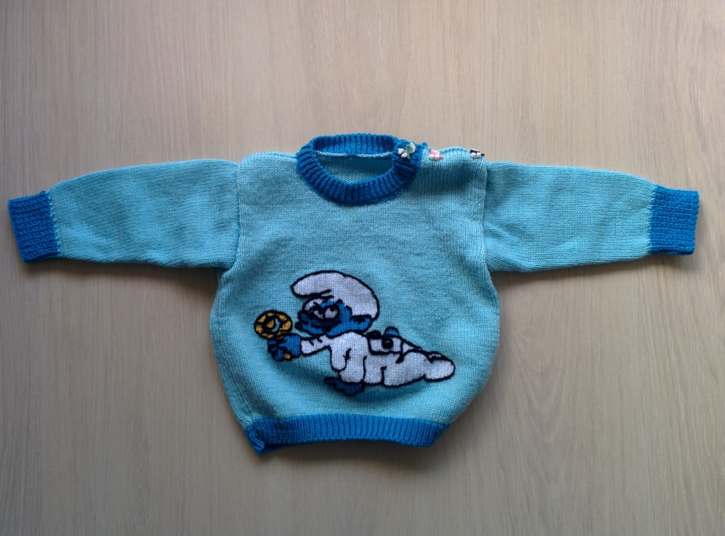 Pull Bébé Schtroumpf avec boutons