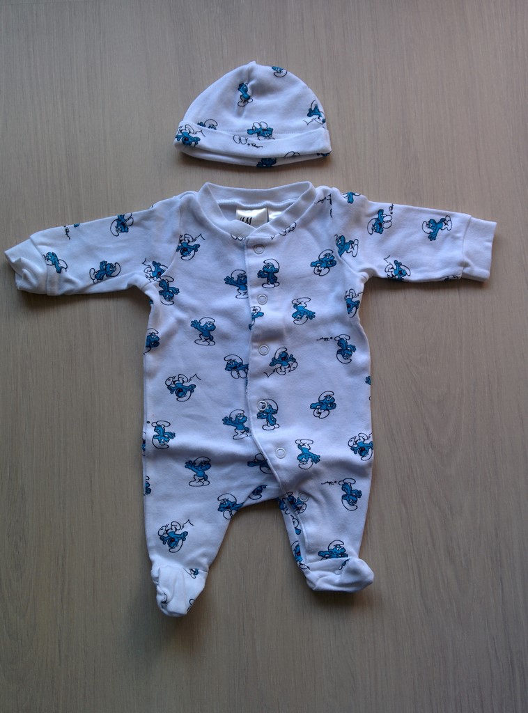 Body & bonnet Bébé Schtroumpf