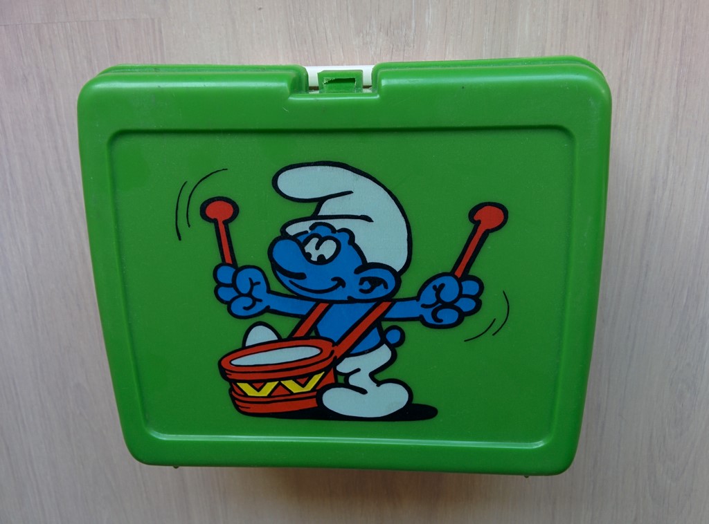 Valise en plastique Schtroumpf au tambour