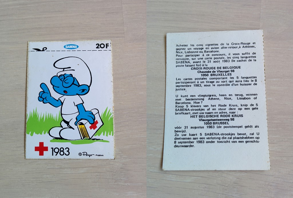 Autocollants Croix-Rouge Belge - Schtroumpf à Lunettes