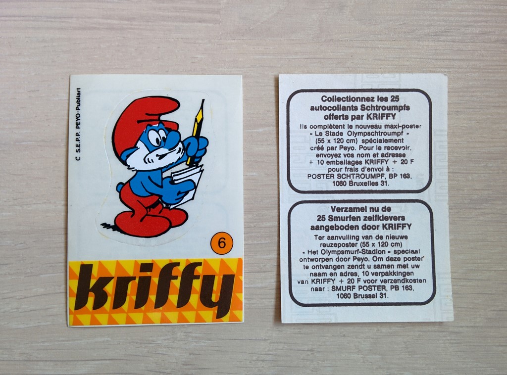 Kriffy - Autocollant Grand Schtroumpf - 6 