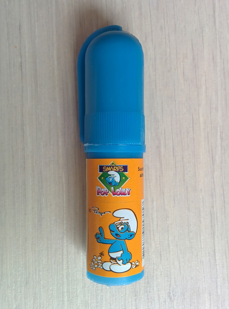 Sucette avec autocollant Schtroumpf à Lunettes