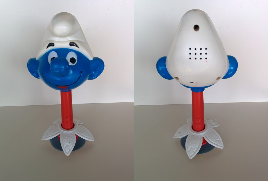 Hochet à ventouse tête de Schtroumpf