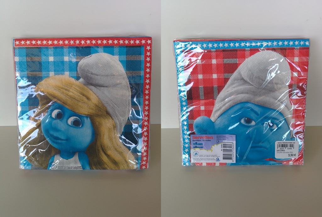 Serviettes en papier Schtroumpf Grognon & Schtroumpfette