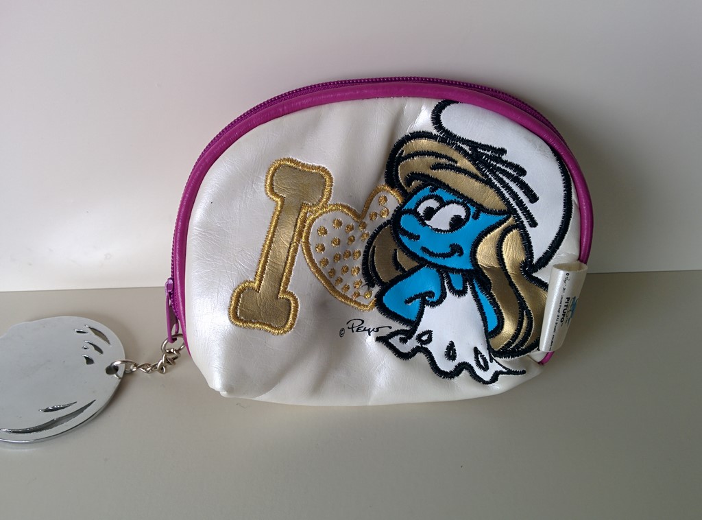 Porte monnaie Schtroumpfette - Blanc & rose