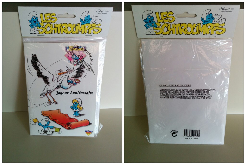 Carte d'anniversaire musicale Bébé Schtroumpf