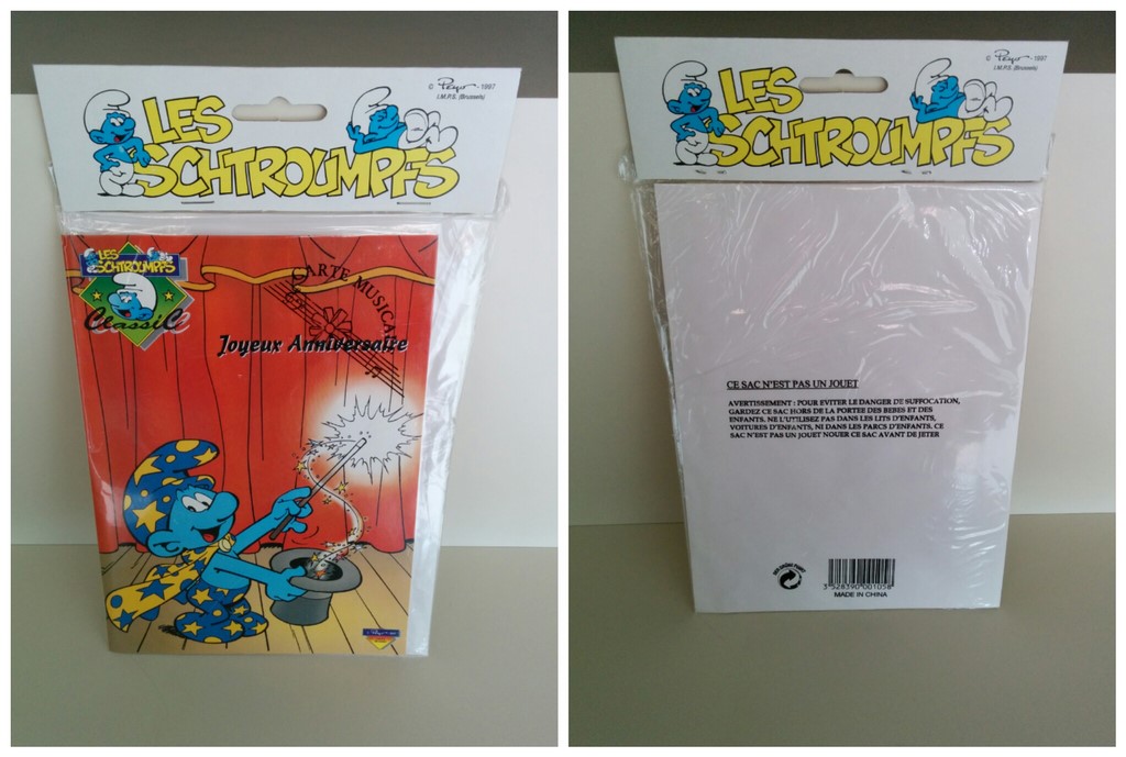 Carte d'anniversaire musicale Schtroumpf magicien