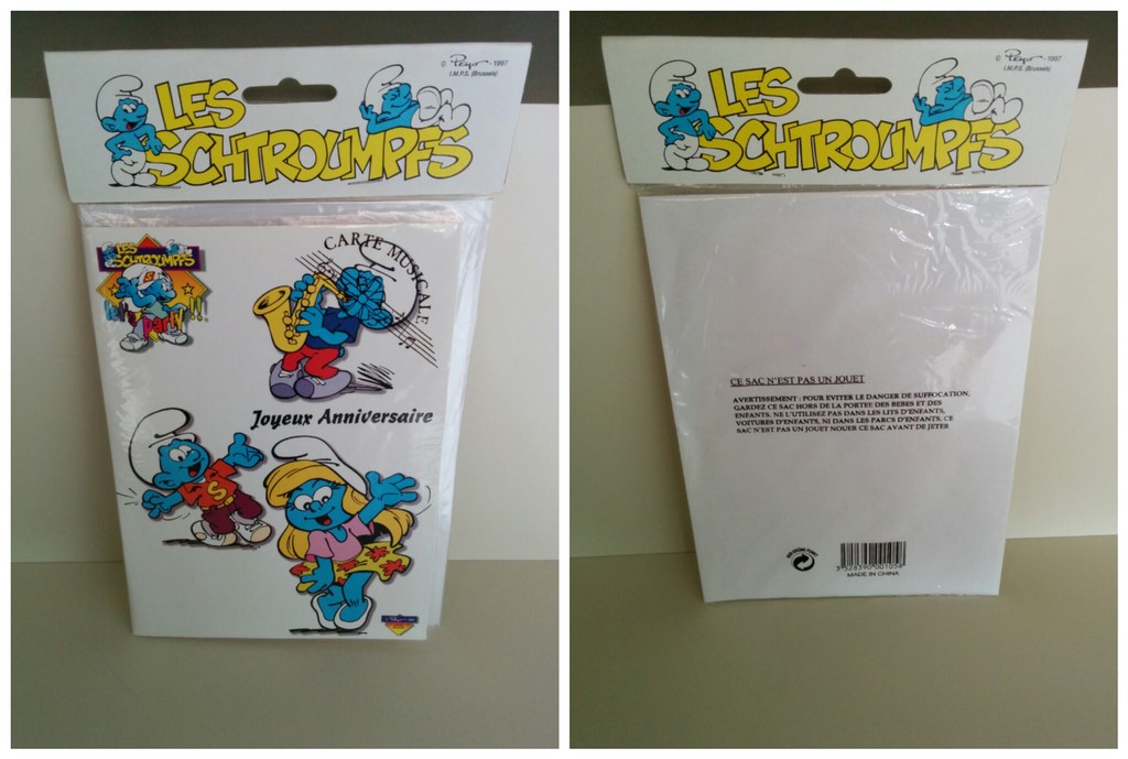 Carte d'anniversaire musicale Schtroumpf Musicien & danseurs