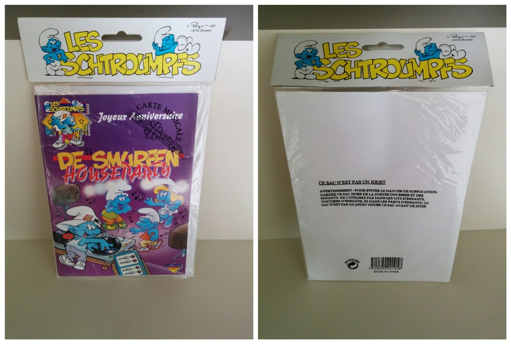 Carte d'anniversaire musicale Schtroumpf Party