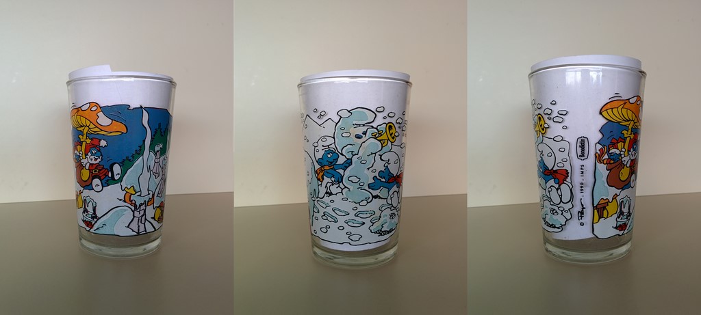 Verre Benedictin (1990) - Papa Schtroumpf en père Noël & bonhomme de neige