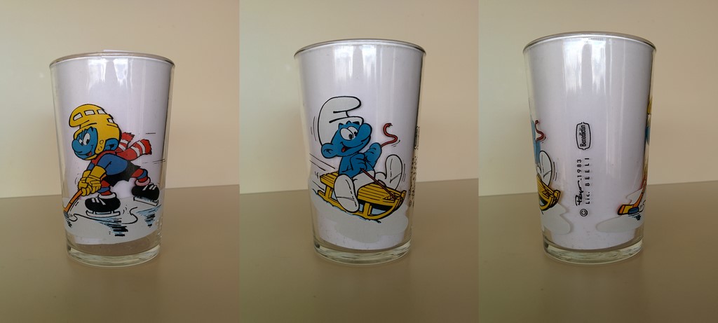 Verre Benedictin (1983) - Schtroumpf hockeyeur & Schtroumpf sur une luge