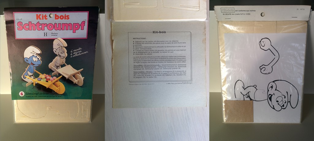 Kit bois n°6 - Schtroumpf avec une brouette