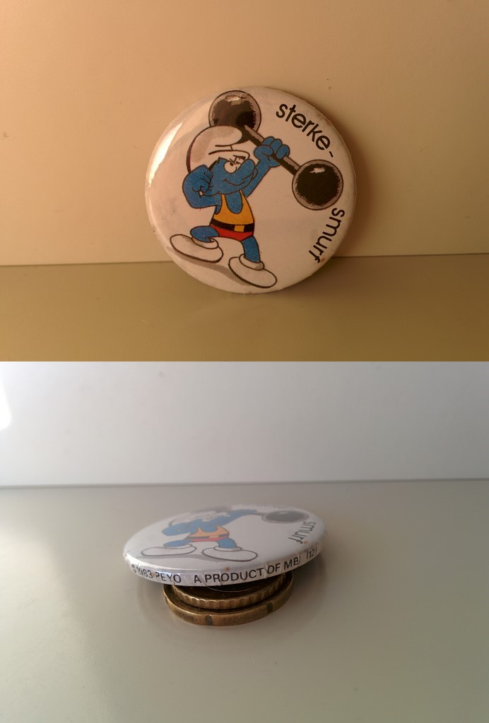 Badge MBI n°12 - Schtroumpf Costaud (Sterke-Smurf)