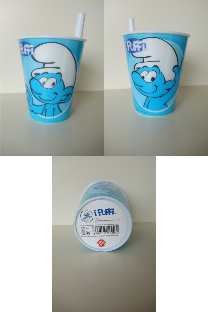 Verre en plastique avec paille - Schtroumpf