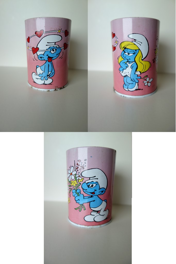 Pot à crayons - Schtroumpfette, Schtroumpf amoureux & Schtroumpf avec des fleurs