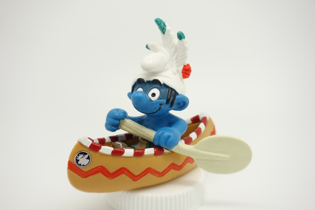 Schtroumpf en canoë