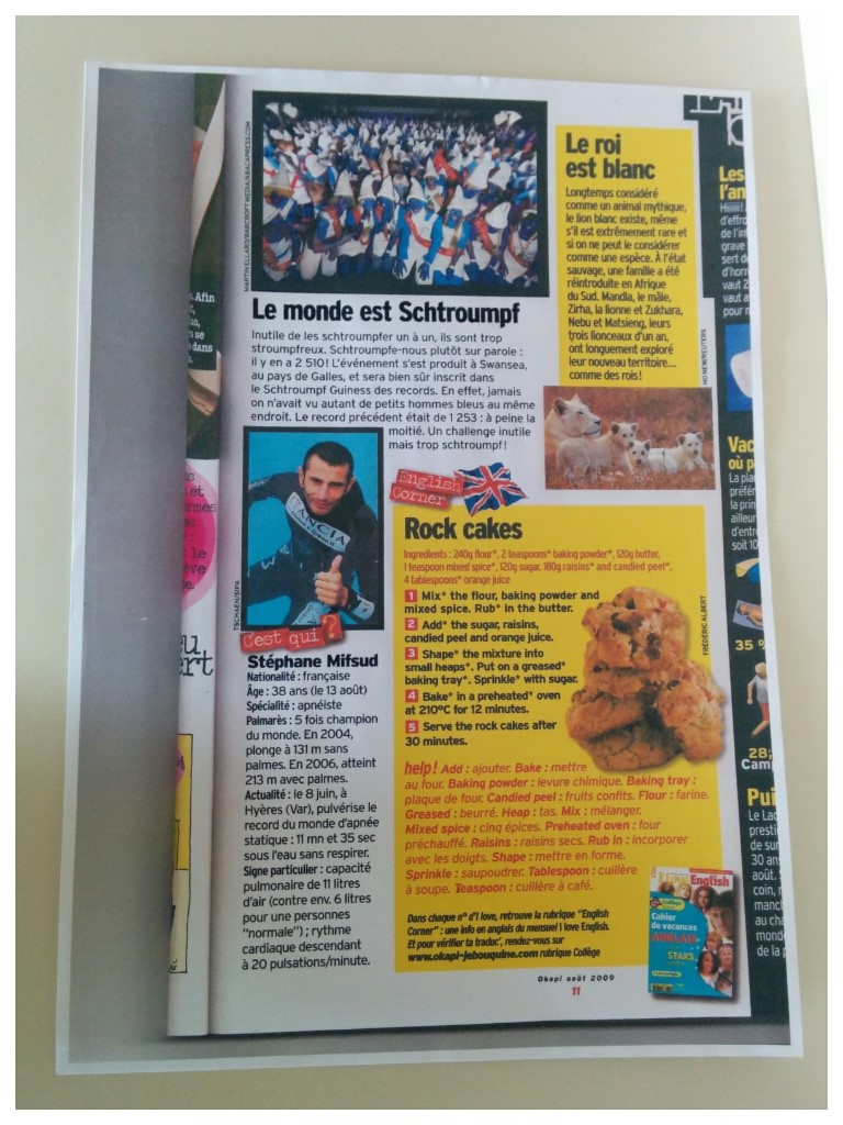 Photocopie d'une page d'un journal