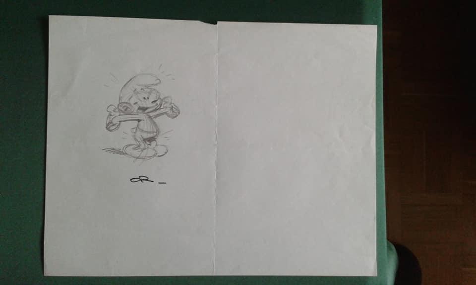 Dessin préparatoire du schtroumpf doré