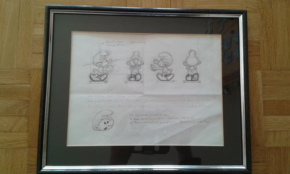 Dessin préparatoire du Petit Schtroumpf