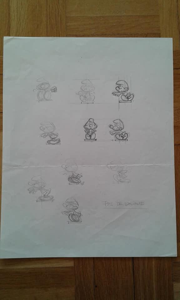 Dessin préparatoire du Petit Schtroumpf