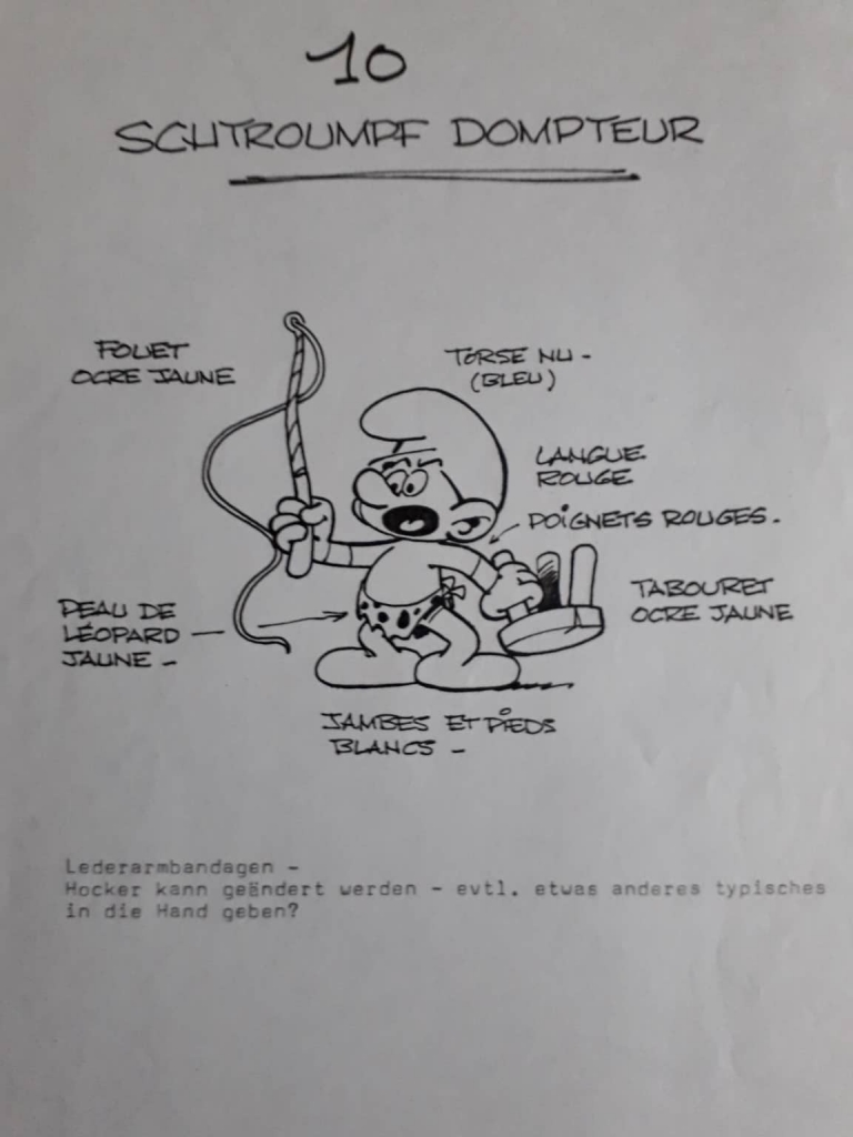 Dessin préparatoire du Schtroumpf dompteur