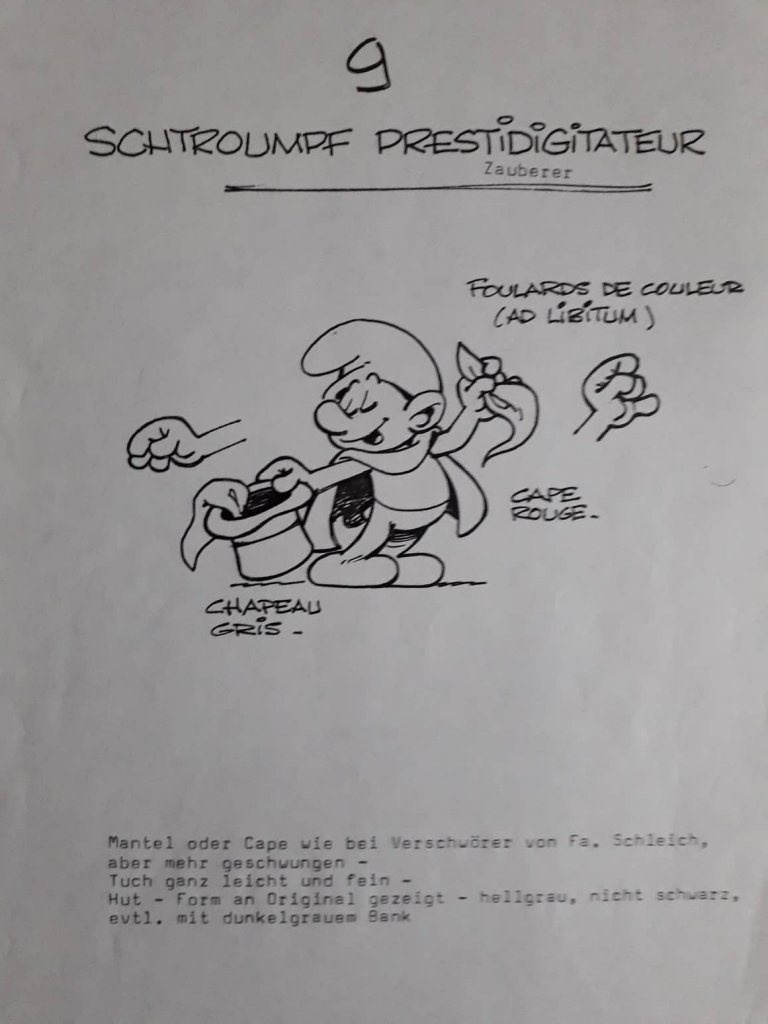 Dessin préparatoire du Schtroumpf magicien