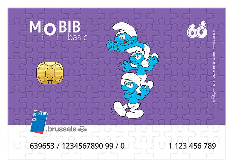 Puzzle 180 pièces - Colonne de Schtroumpfs (violet)