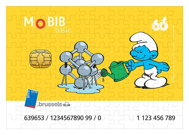 Puzzle 180 pièces - Schtroumpf et Atomium (jaune)