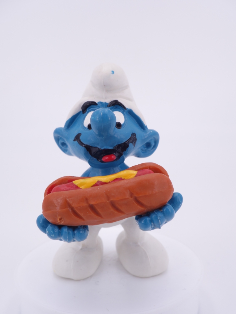 Schtroumpf avec hotdog