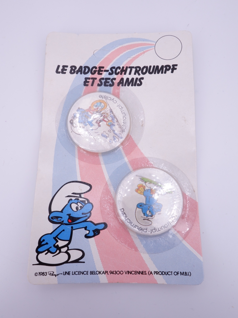 Badges Schtroumpf cycliste et Schtroumpf pleurnichard