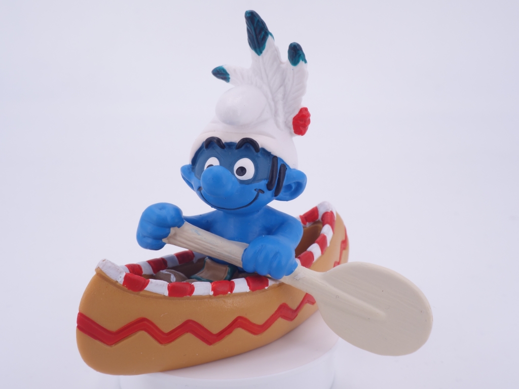 Schtroumpf indien en canoë