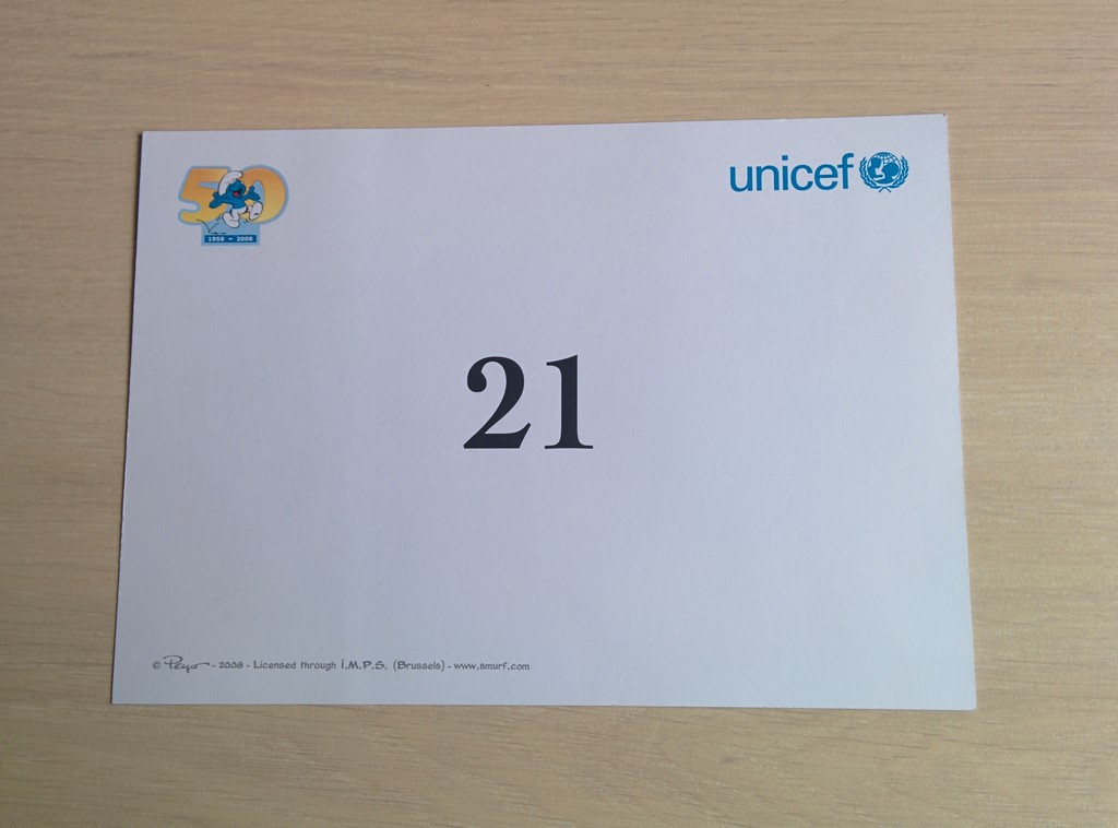 Carton de place pour la vente de l'UNICEF