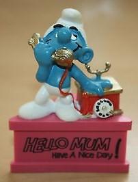 Schtroumpf au téléphone (petit support)