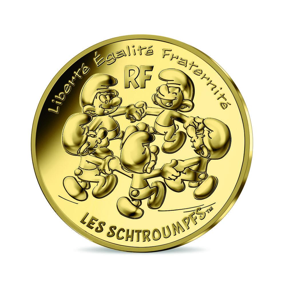 Pièce en or - La ronde des Schtroumpfs