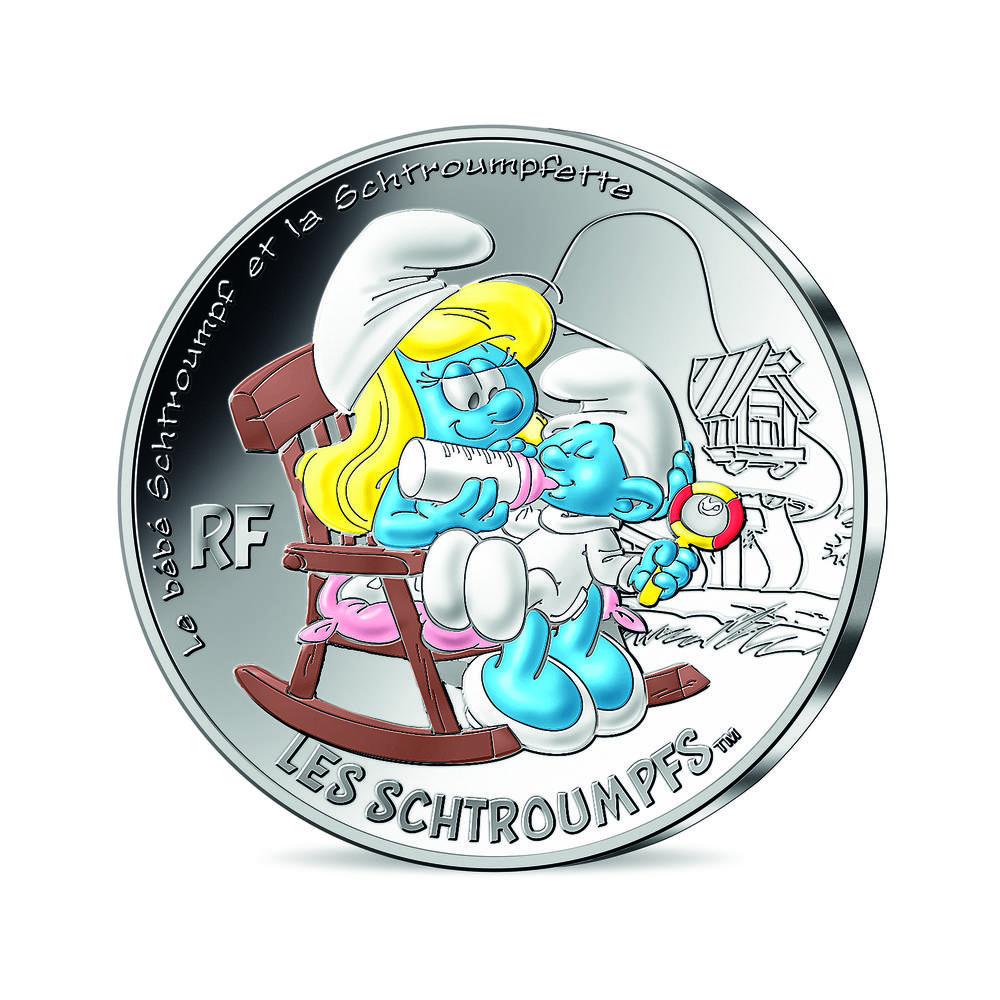 Pièce en argent 50€ - Schtroumpfette & Bébé Schtroumpf